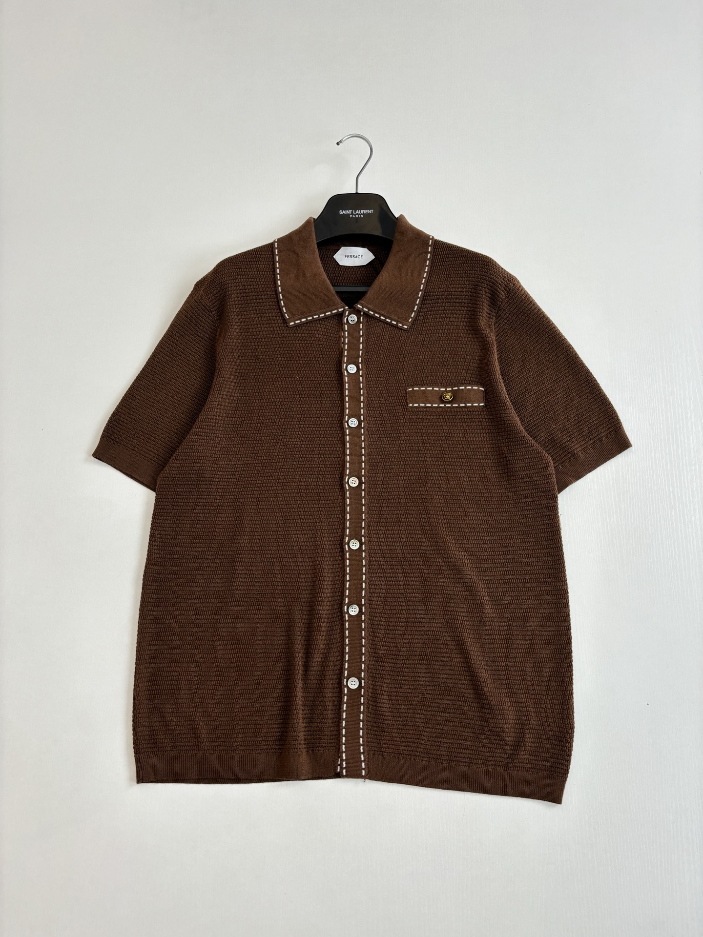 Versace Versac*/范思哲 SS26 翻领华夫格网眼针织开衫