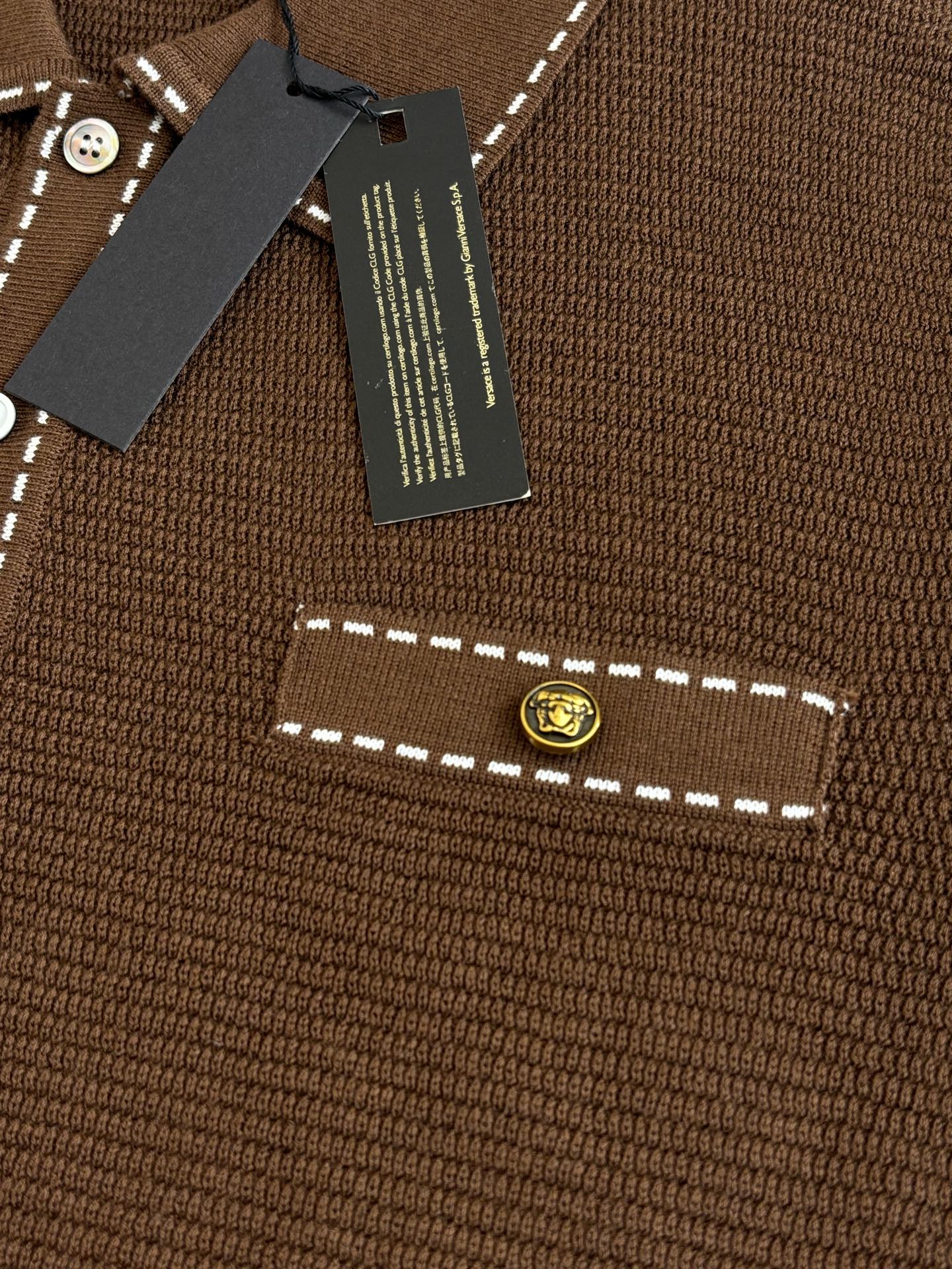 Versace Versac*/范思哲 SS26 翻领华夫格网眼针织开衫