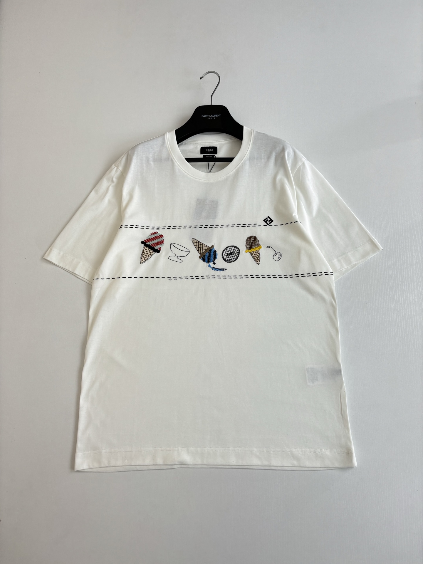 Fendi Fend*/芬迪 SS26 趣味冰淇淋刺绣短袖T恤