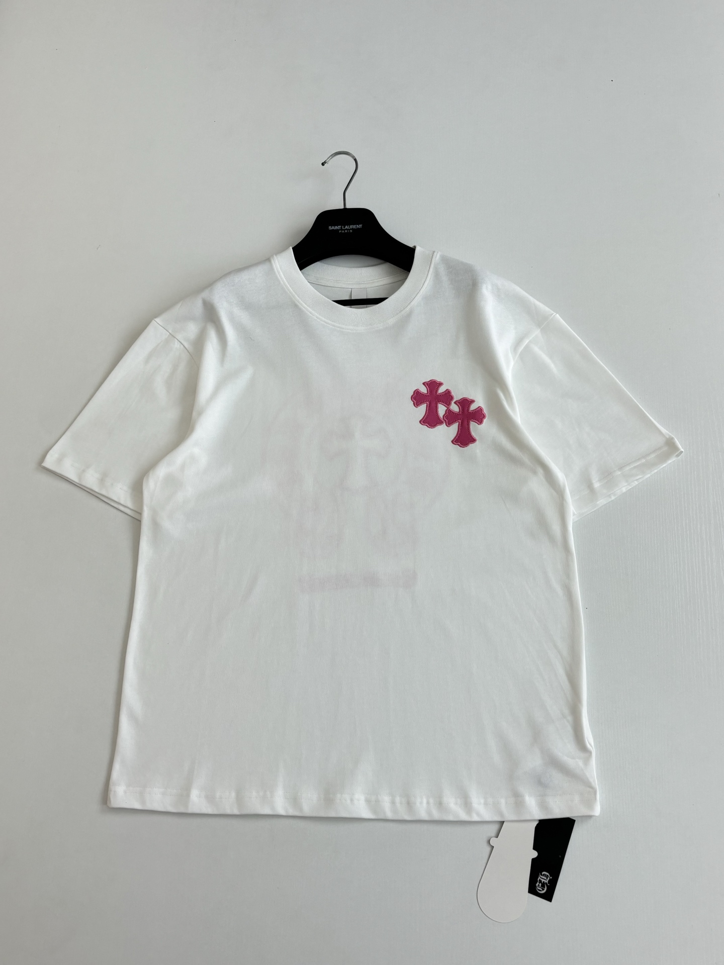 Chrome Hearts Chrome Heart*/克罗心 十字贴皮刺绣短袖T恤