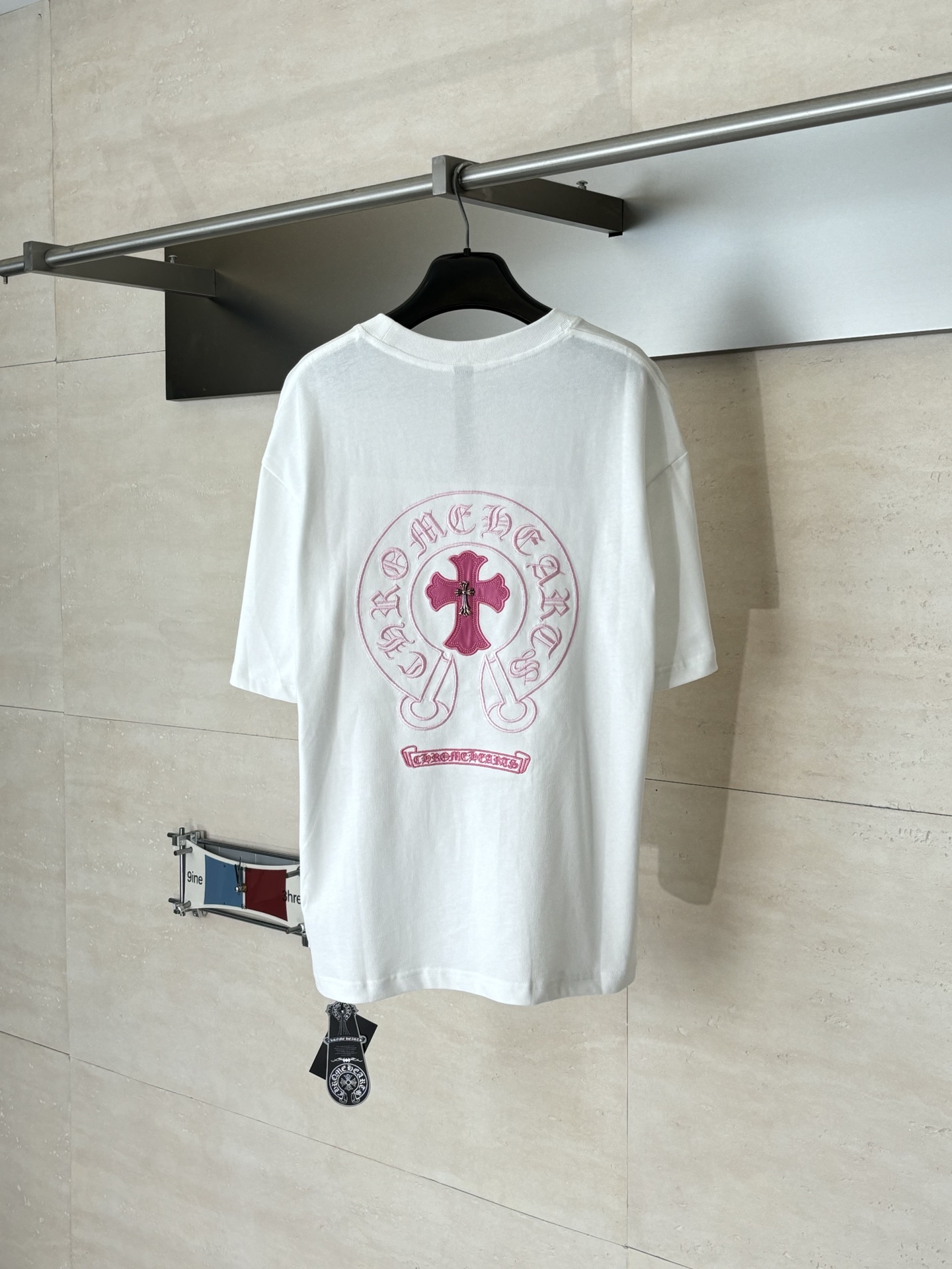Chrome Hearts Chrome Heart*/克罗心 十字贴皮刺绣短袖T恤