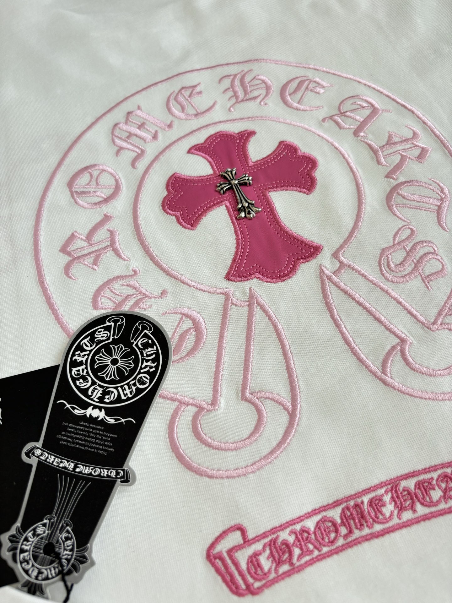 Chrome Hearts Chrome Heart*/克罗心 十字贴皮刺绣短袖T恤