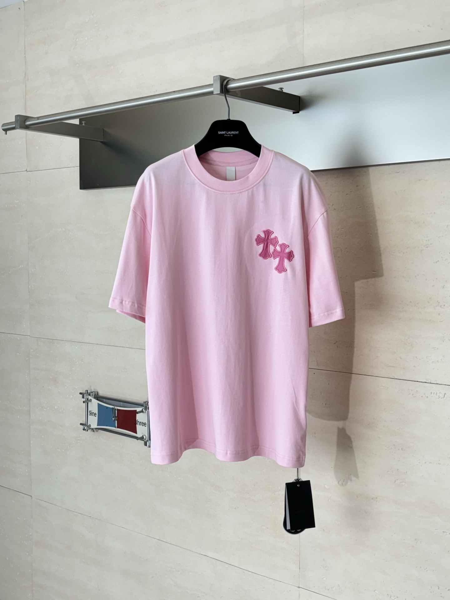 Chrome Hearts Chrome Heart*/克罗心 十字贴皮刺绣短袖T恤