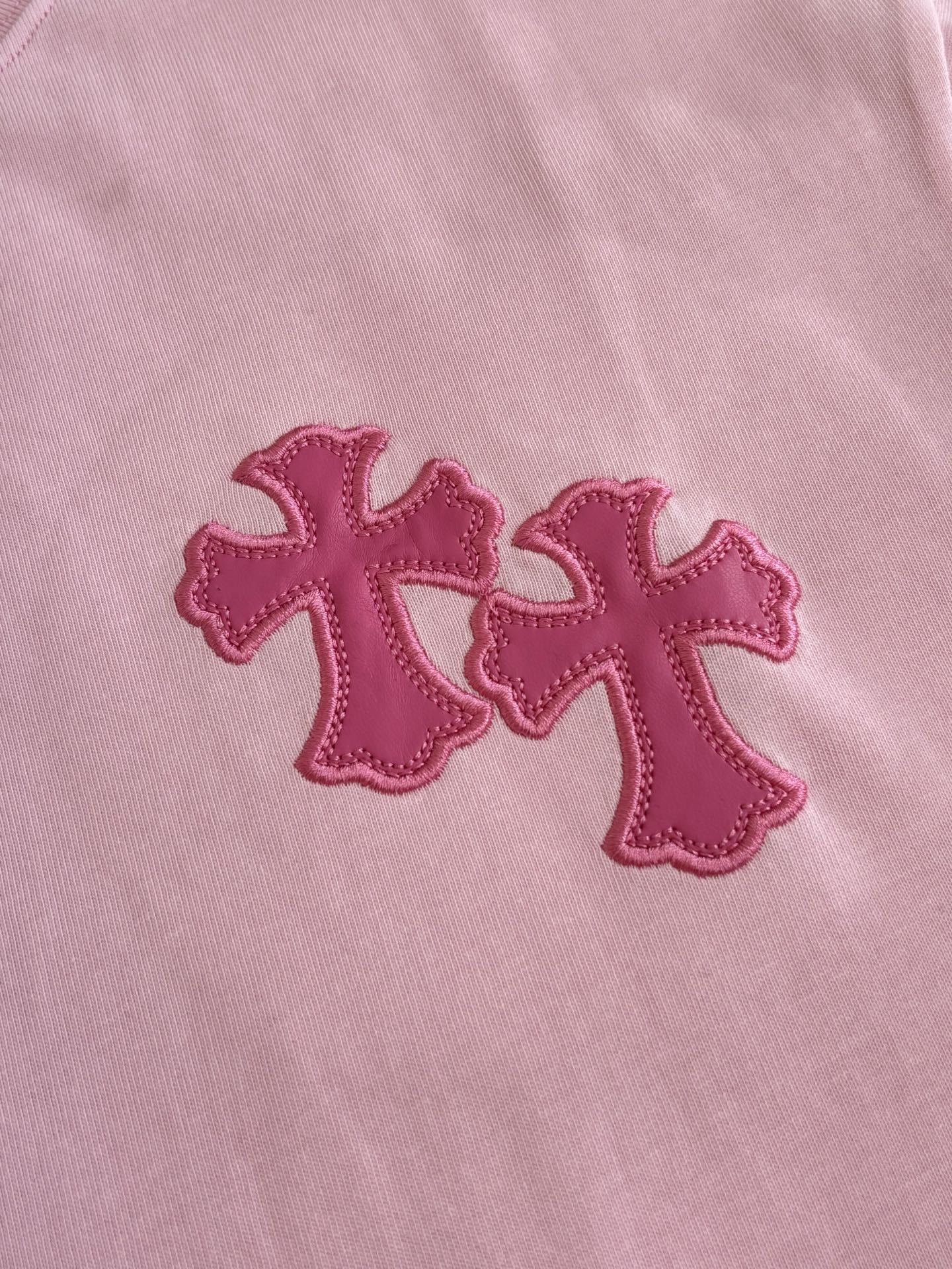 Chrome Hearts Chrome Heart*/克罗心 十字贴皮刺绣短袖T恤