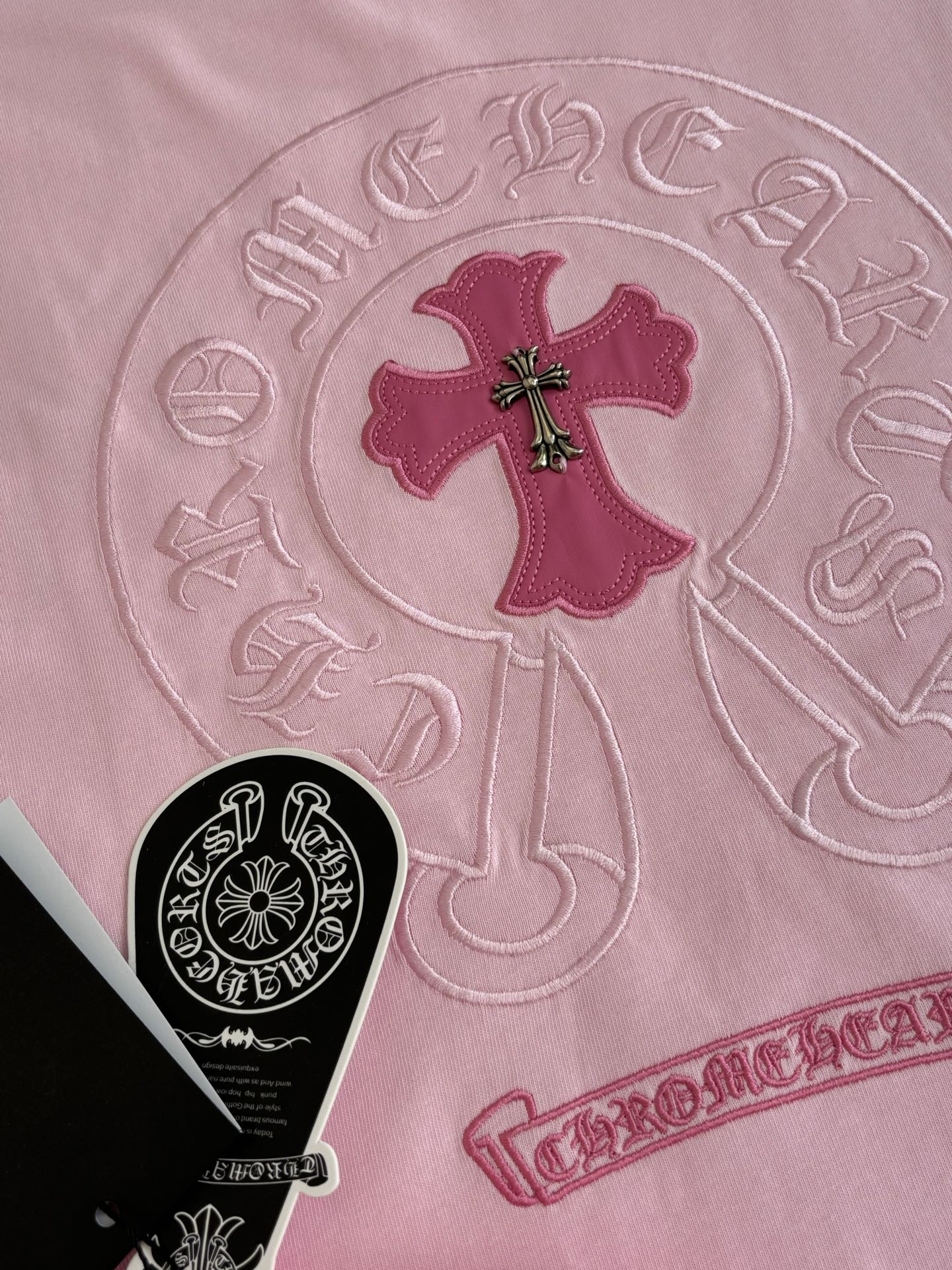 Chrome Hearts Chrome Heart*/克罗心 十字贴皮刺绣短袖T恤