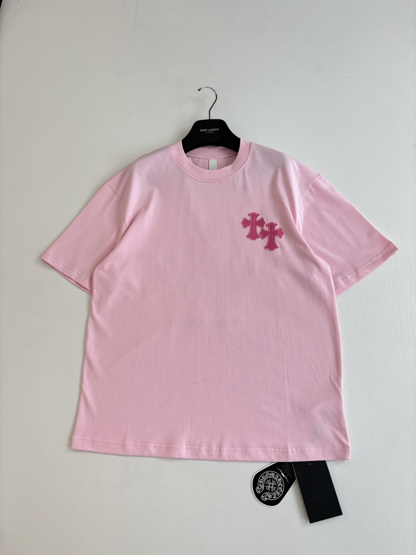 Chrome Hearts Chrome Heart*/克罗心 十字贴皮刺绣短袖T恤