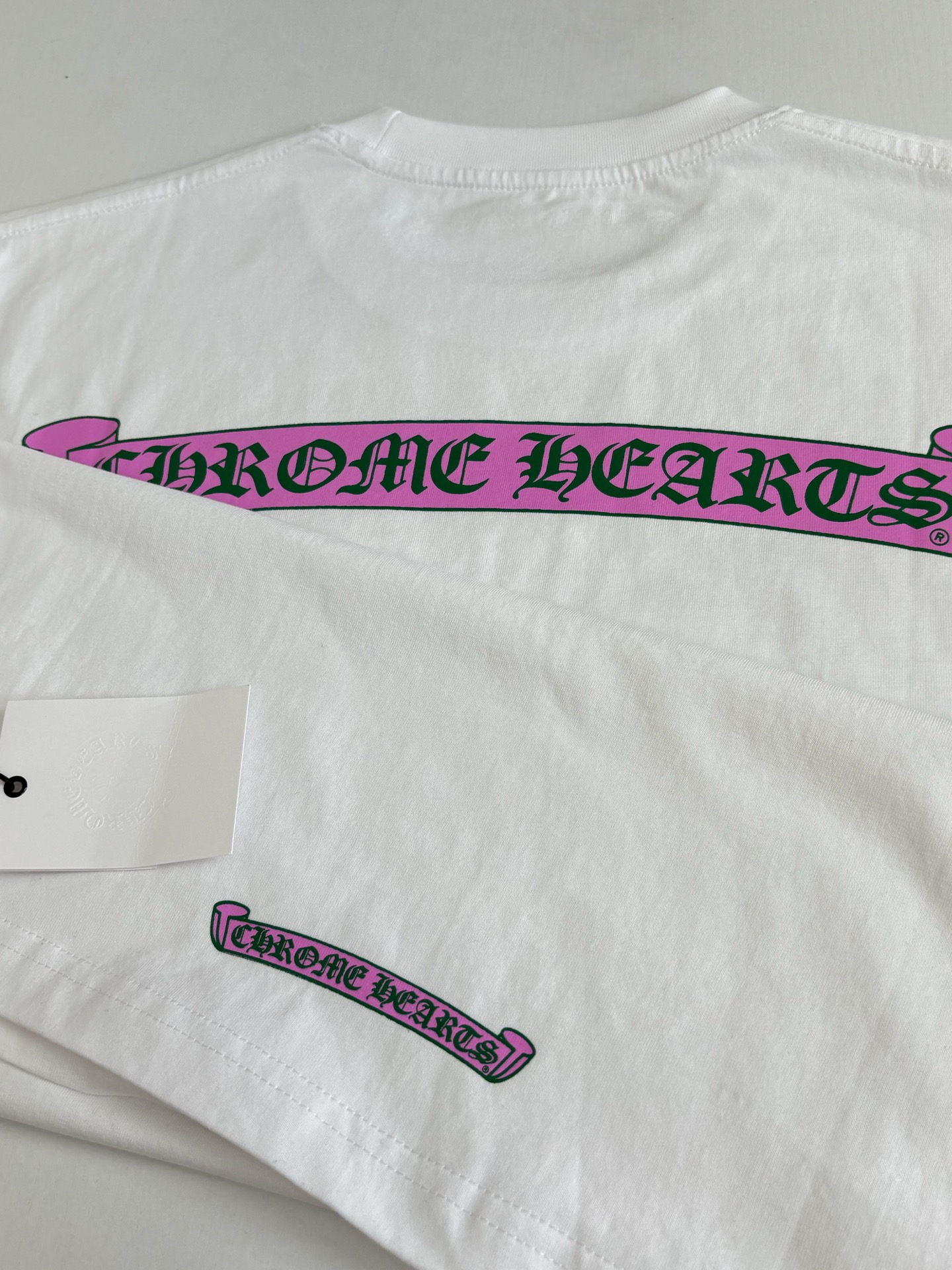 Chrome Hearts Chrome Heart*/克罗心 黑粉卷轴印花短袖T恤