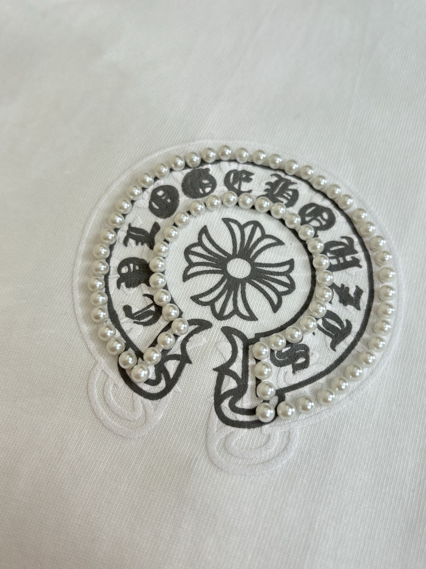 Chrome Hearts Chrome Heart*/克罗心 珍珠马蹄印花短袖T恤
