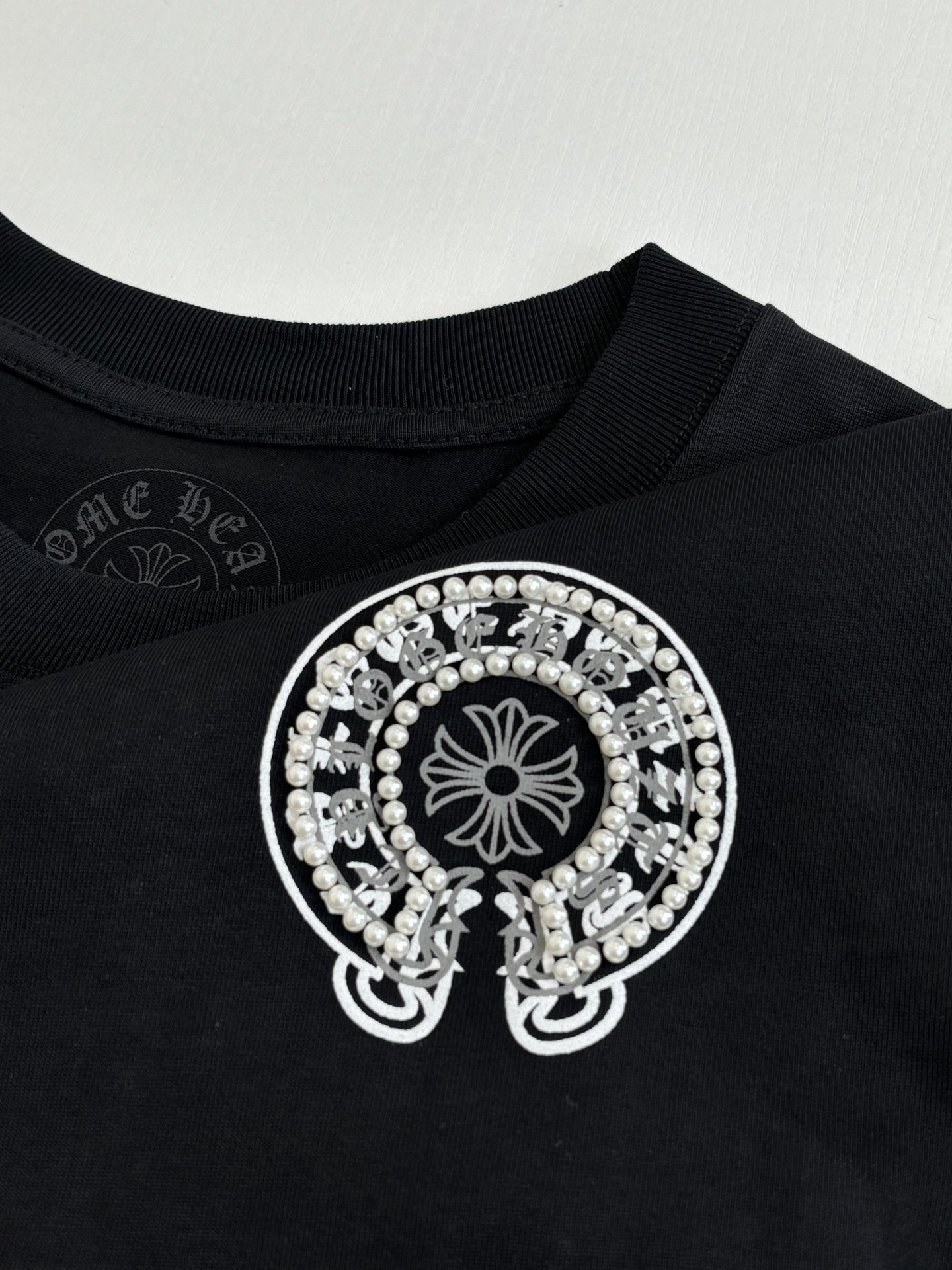 Chrome Hearts Chrome Heart*/克罗心 珍珠马蹄印花短袖T恤