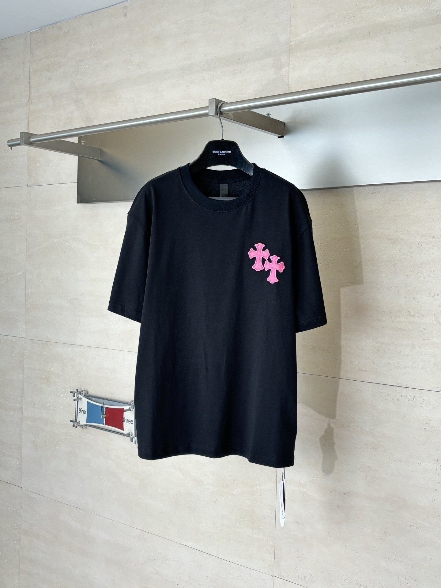 Chrome Hearts Chrome Heart*/克罗心 十字贴皮刺绣短袖T恤