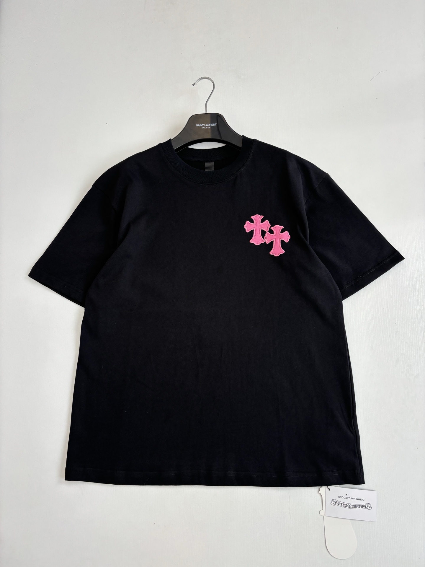 Chrome Hearts Chrome Heart*/克罗心 十字贴皮刺绣短袖T恤
