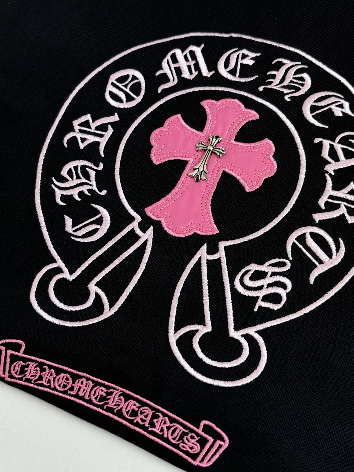 Chrome Hearts Chrome Heart*/克罗心 十字贴皮刺绣短袖T恤