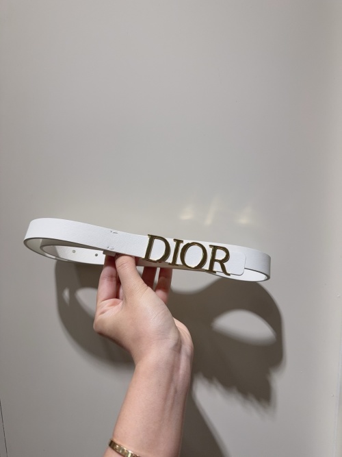 Dior Women's 2.5cm White Leather Belt with Gold-Tone Buckle 1 Dior Women's 2.5cm White Leather Belt with Gold-Tone Buckle
