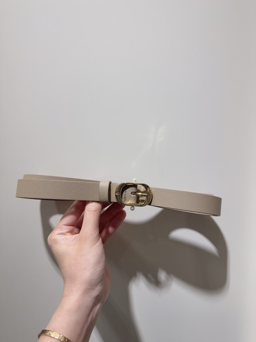 Dior Double-Sided Leather Belt with Pearl Buckle, 2.0cm Width 1 Dior Double-Sided Leather Belt with Pearl Buckle, 2.0cm Width