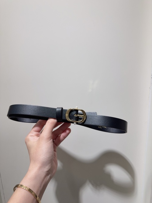 Dior Black Leather Belt with Pearl Buckle, 2.0cm Width 1 Dior Black Leather Belt with Pearl Buckle, 2.0cm Width
