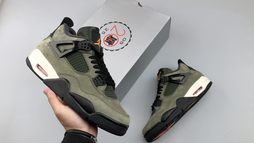 Nike Air Jordan 4 Retro x UNDEFEATED Military Green Suede Sneakers