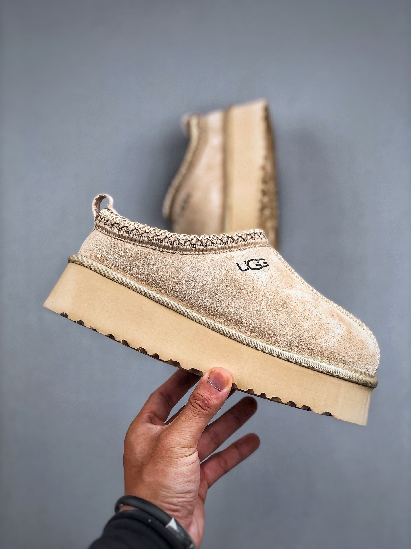 200 新货#UGG 塔茨系列加厚款 穆勒风包头5CM半拖鞋 民族风秋冬雪地靴 羊皮毛一体高品质