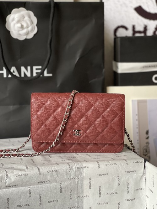 Chanel CF WOC Chain Wallet - Caviar Leather, Silver Hardware, 19x12.5x3cm 1 Chanel CF WOC Chain Wallet - Caviar Leather, Silver Hardware, 19x12.5x3cm