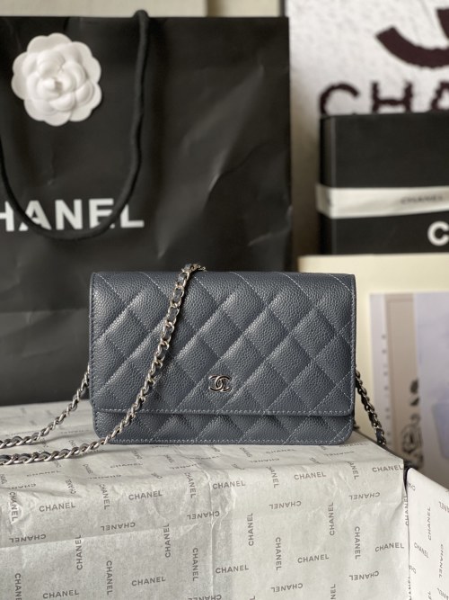 Chanel CF WOC Chain Wallet - Caviar Leather, Silver Hardware, Compact Size 1 Chanel CF WOC Chain Wallet - Caviar Leather, Silver Hardware, Compact Size