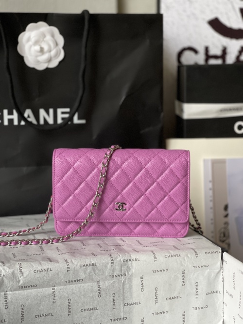 Chanel CF WOC Chain Wallet - Pink Caviar Leather, Silver Hardware 1 Chanel CF WOC Chain Wallet - Pink Caviar Leather, Silver Hardware