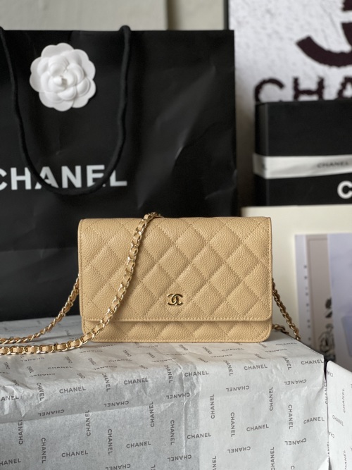 Chanel Beige Caviar Leather Wallet On Chain (WOC) Crossbody Bag 1 Chanel Beige Caviar Leather Wallet On Chain (WOC) Crossbody Bag