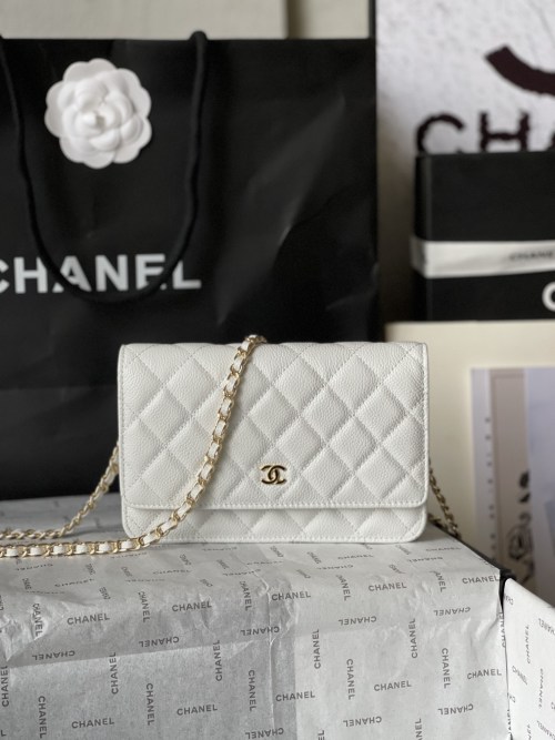 Chanel CF WOC White Caviar Leather Chain Wallet, 19 x 12.5 x 3 cm 1 Chanel CF WOC White Caviar Leather Chain Wallet, 19 x 12.5 x 3 cm