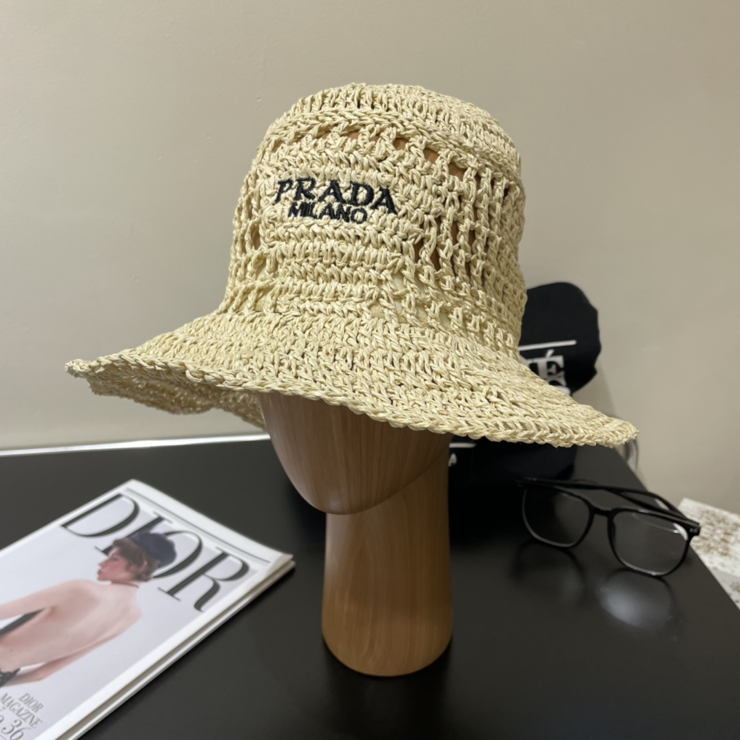 Replcia Cheap From China
 Prada Replicas
 Hats Bucket Hat Straw Hat Embroidery Weave