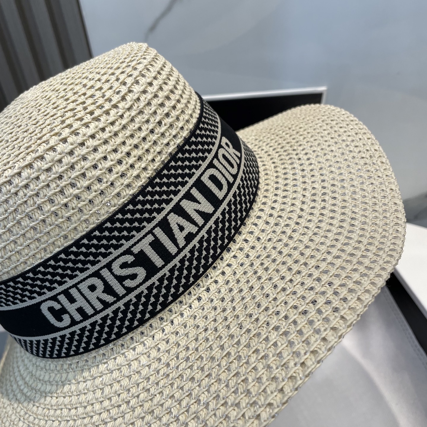 迪奥Dior 新款平顶草帽,高级定制,名媛风,细节待上,夏季防晒防紫外线,出行必备,百搭好看