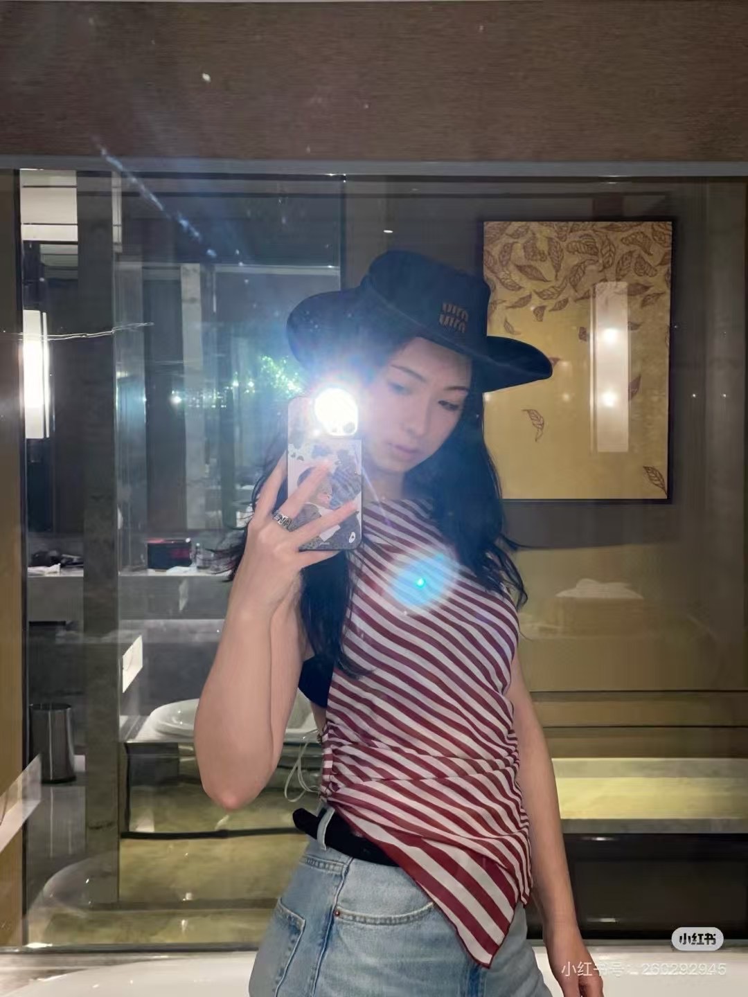 miumiu缪缪牛仔渔夫帽,卷边设计,专柜款,头围57cm