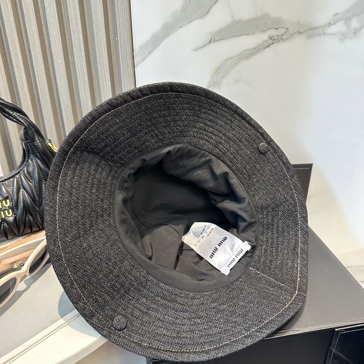 miumiu缪缪牛仔渔夫帽,卷边设计,专柜款,头围57cm