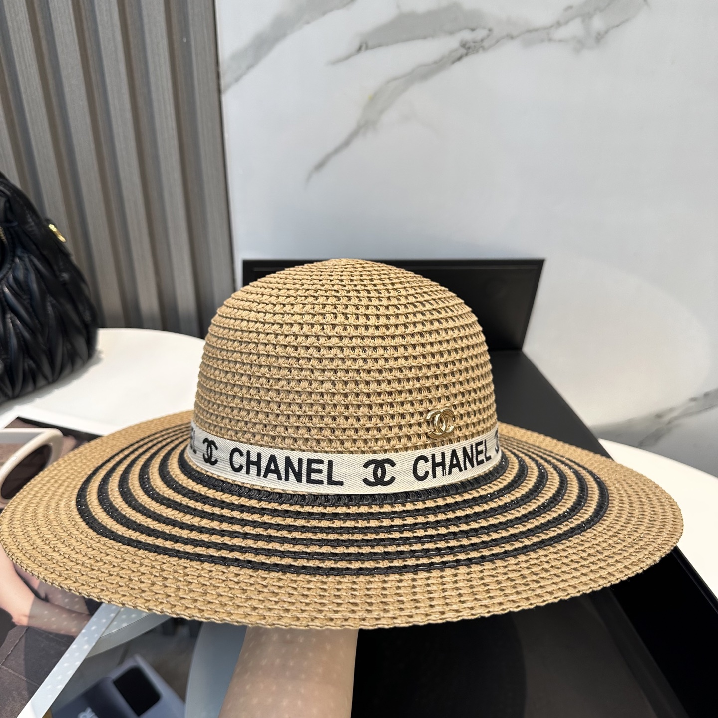  香奈儿CHANEL大檐帽，太阳大草帽，细草制作，官方款开模，非市场普通版本,头围57cm