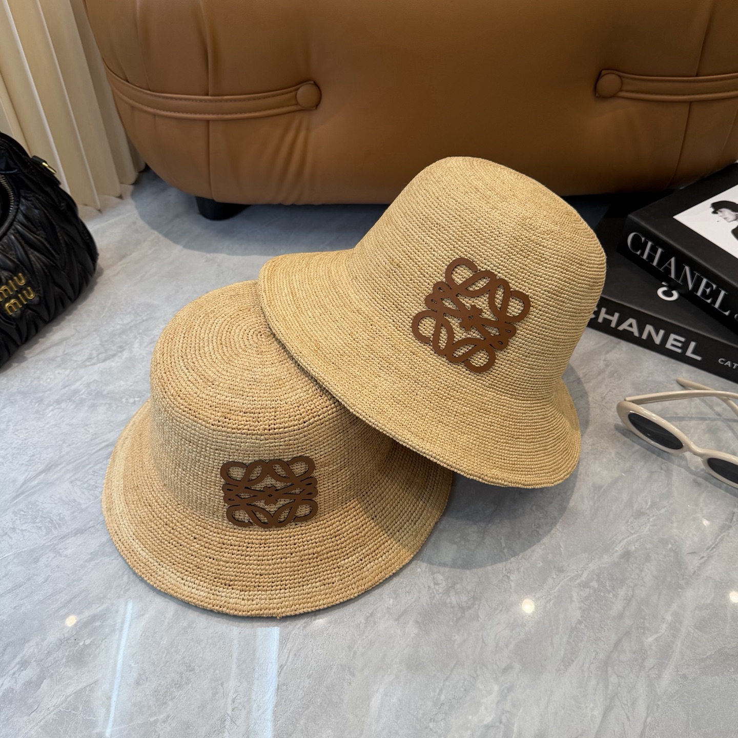Loewe 春夏日休闲草帽 度假logo 进口 拉菲编织草帽子