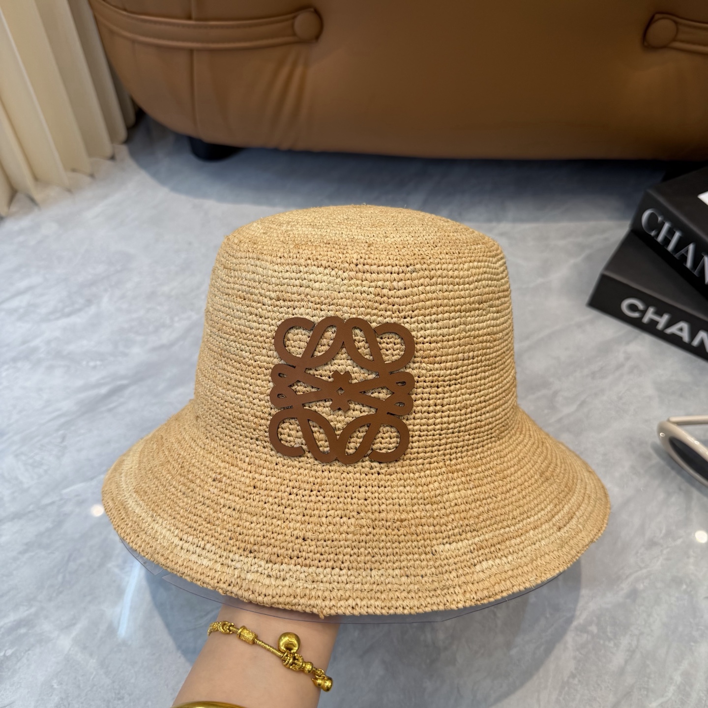Loewe 春夏日休闲草帽 度假logo 进口 拉菲编织草帽子