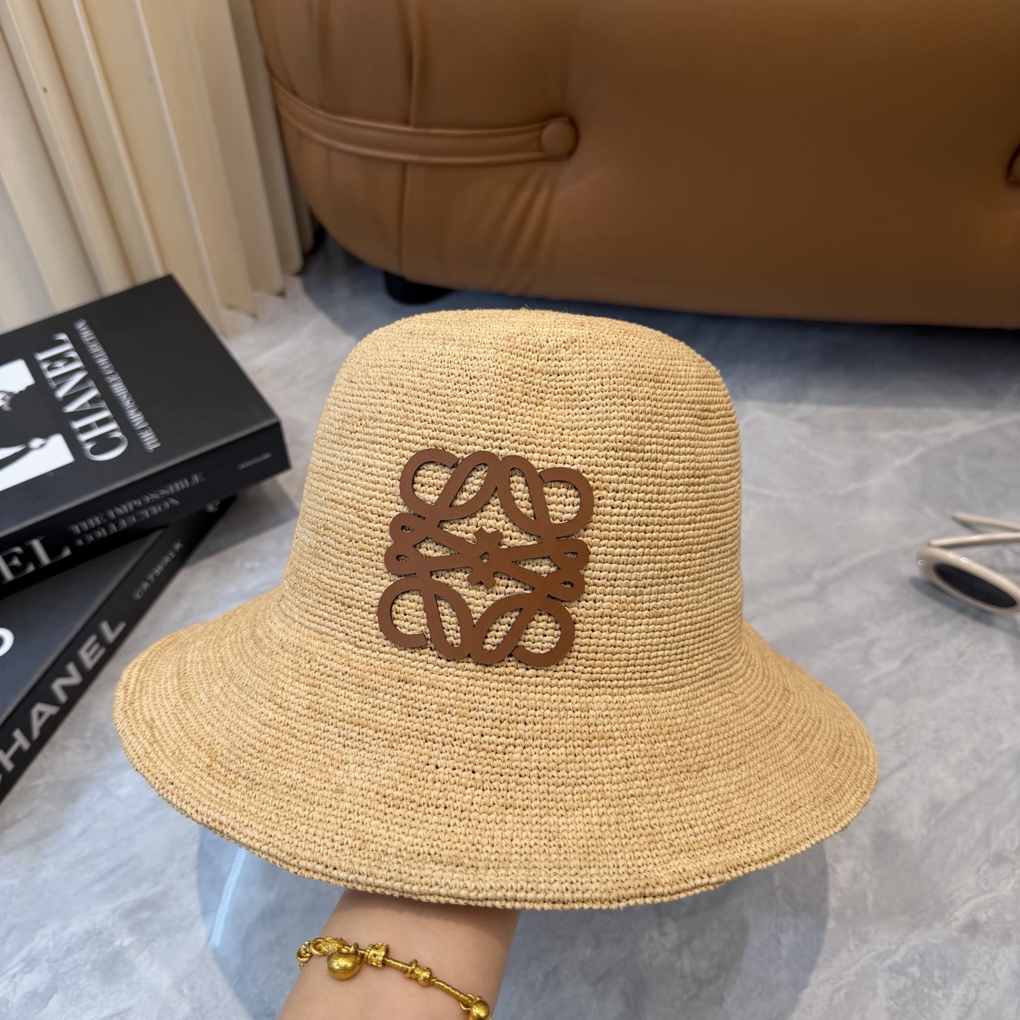 Loewe 春夏日休闲草帽 度假logo 进口 拉菲编织草帽子