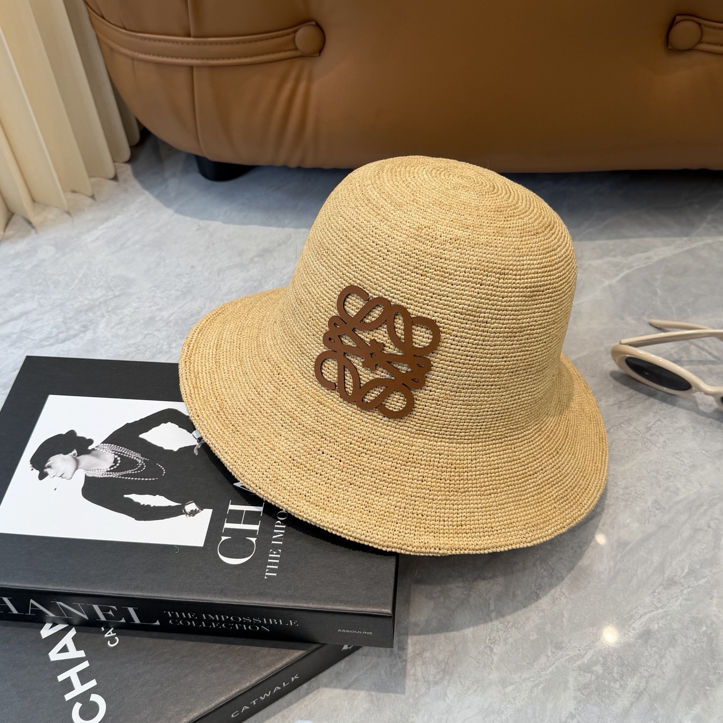Loewe 春夏日休闲草帽 度假logo 进口 拉菲编织草帽子