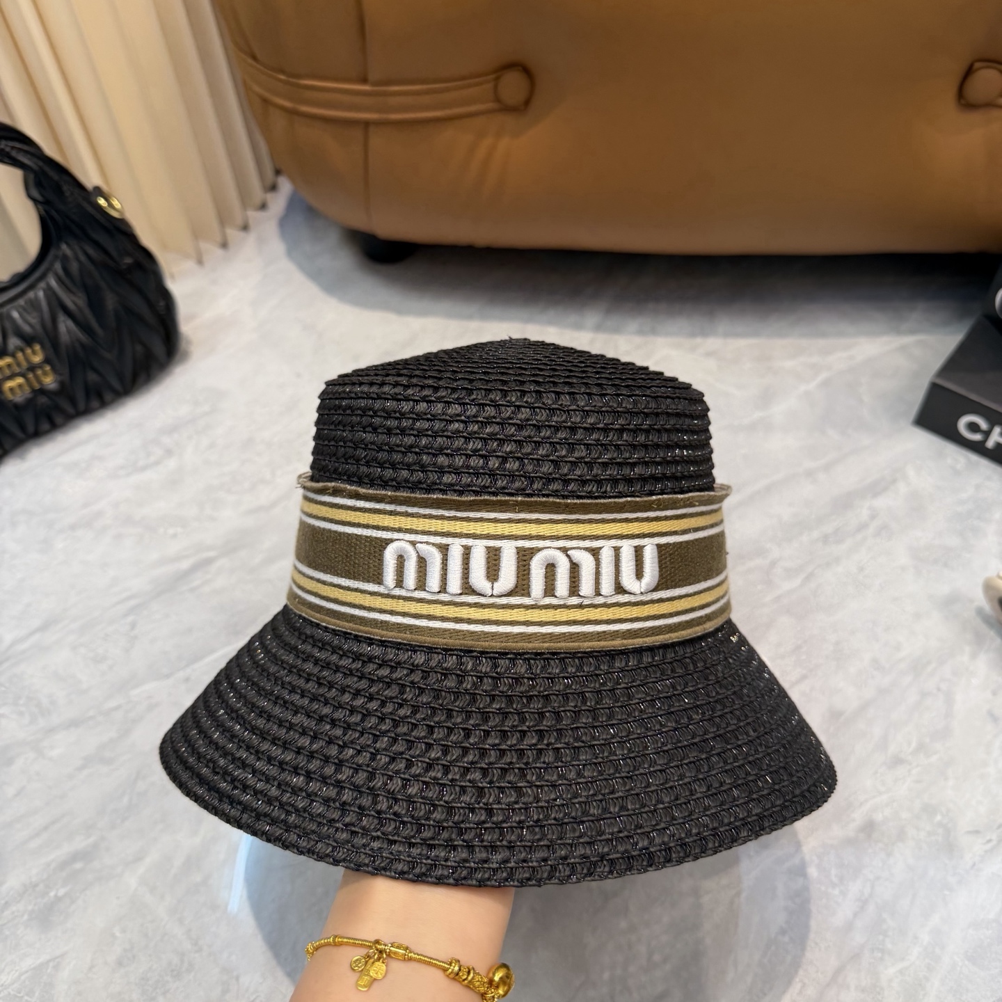 Miu Miu 缪缪miumiu新款织带草帽，高级定制，名媛风，细节待上，夏季防晒防紫外线，出行 ，百搭
