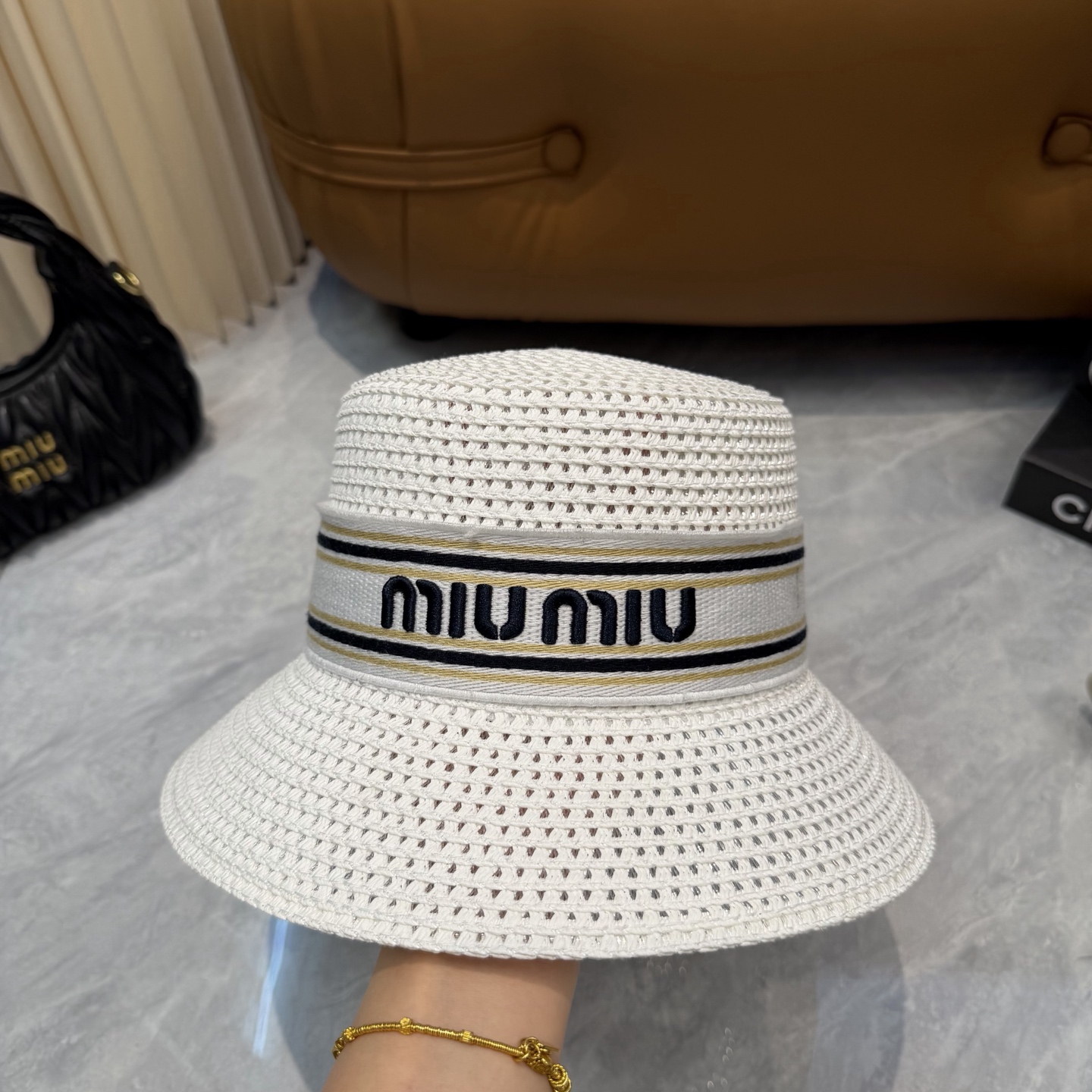 Miu Miu 缪缪miumiu新款织带草帽，高级定制，名媛风，细节待上，夏季防晒防紫外线，出行 ，百搭