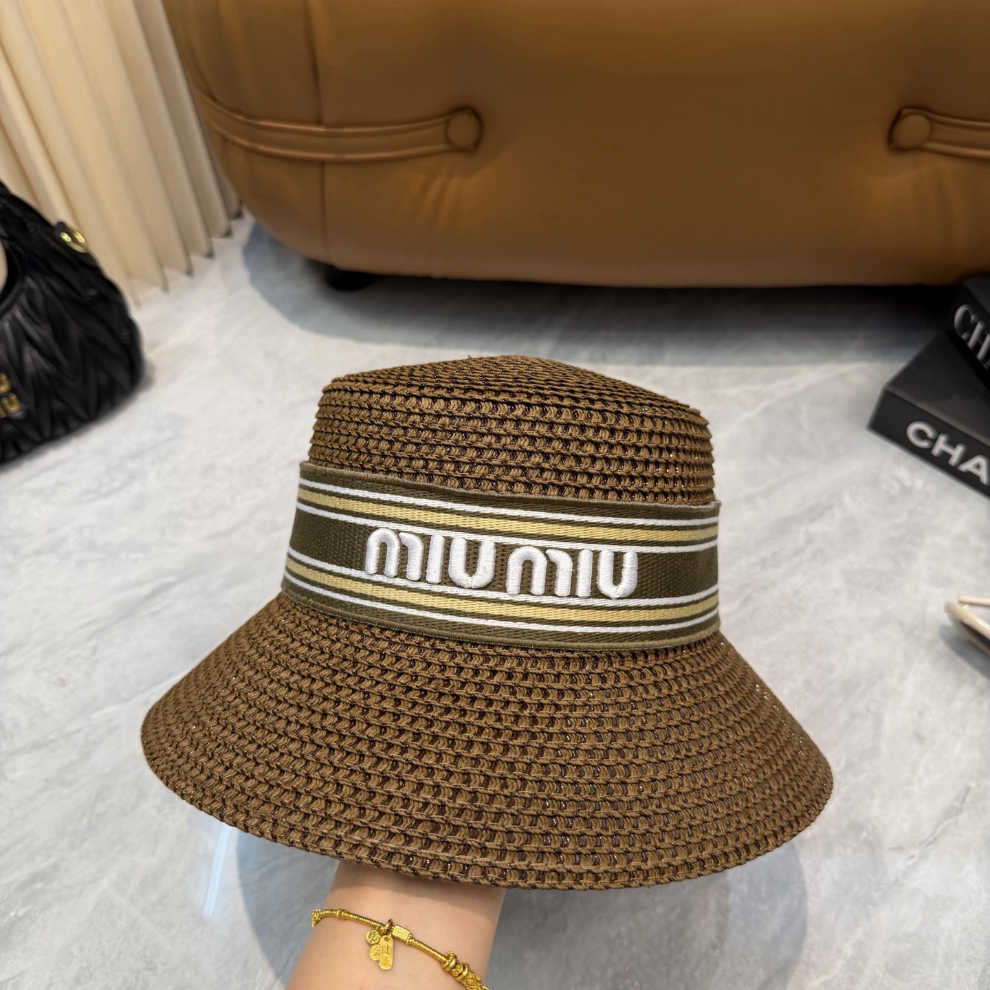 Miu Miu 缪缪miumiu新款织带草帽，高级定制，名媛风，细节待上，夏季防晒防紫外线，出行 ，百搭