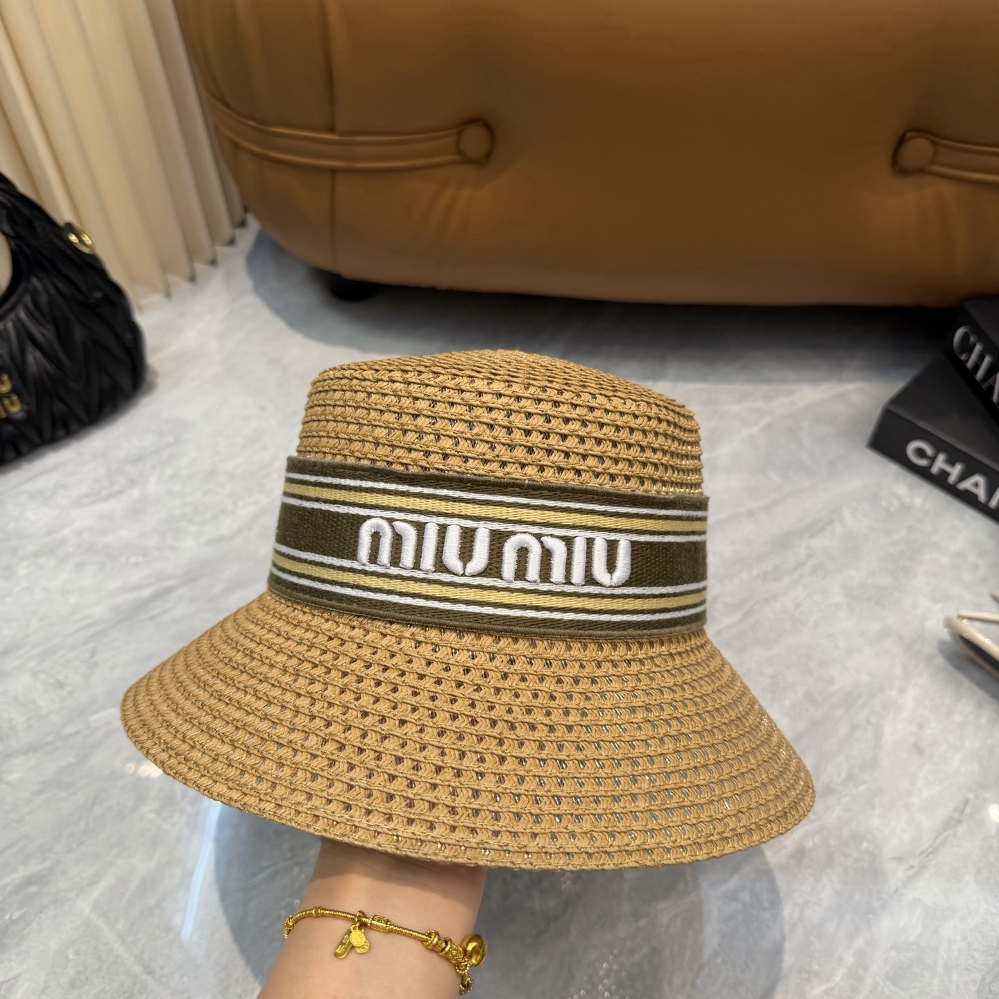 Miu Miu 缪缪miumiu新款织带草帽，高级定制，名媛风，细节待上，夏季防晒防紫外线，出行 ，百搭