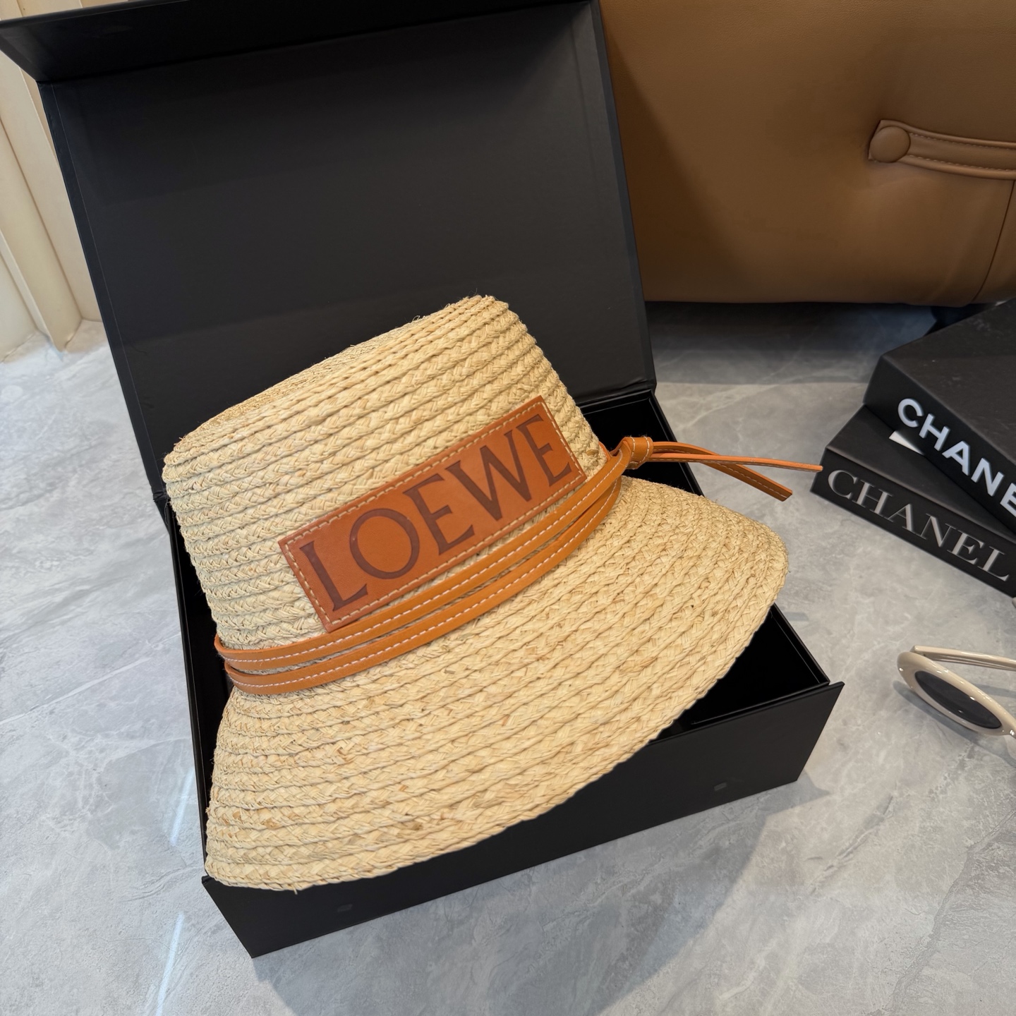 Loewe 春夏日休闲草帽 度假logo 进口 拉菲编织草帽子