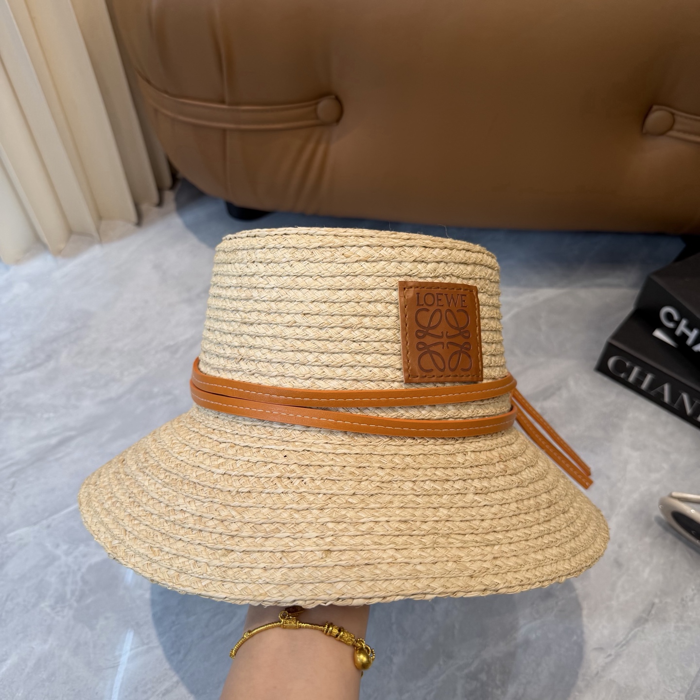 Loewe 春夏日休闲草帽 度假logo 进口 拉菲编织草帽子