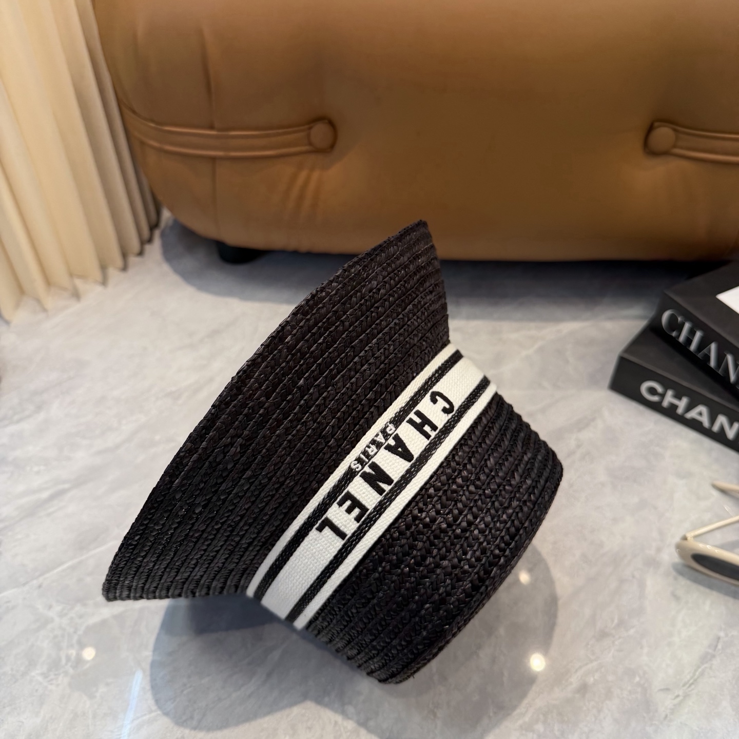 Chanel 香奈儿CHANEL 新款草帽女夏天然拉菲草法式遮阳帽度假大檐防晒太阳帽子