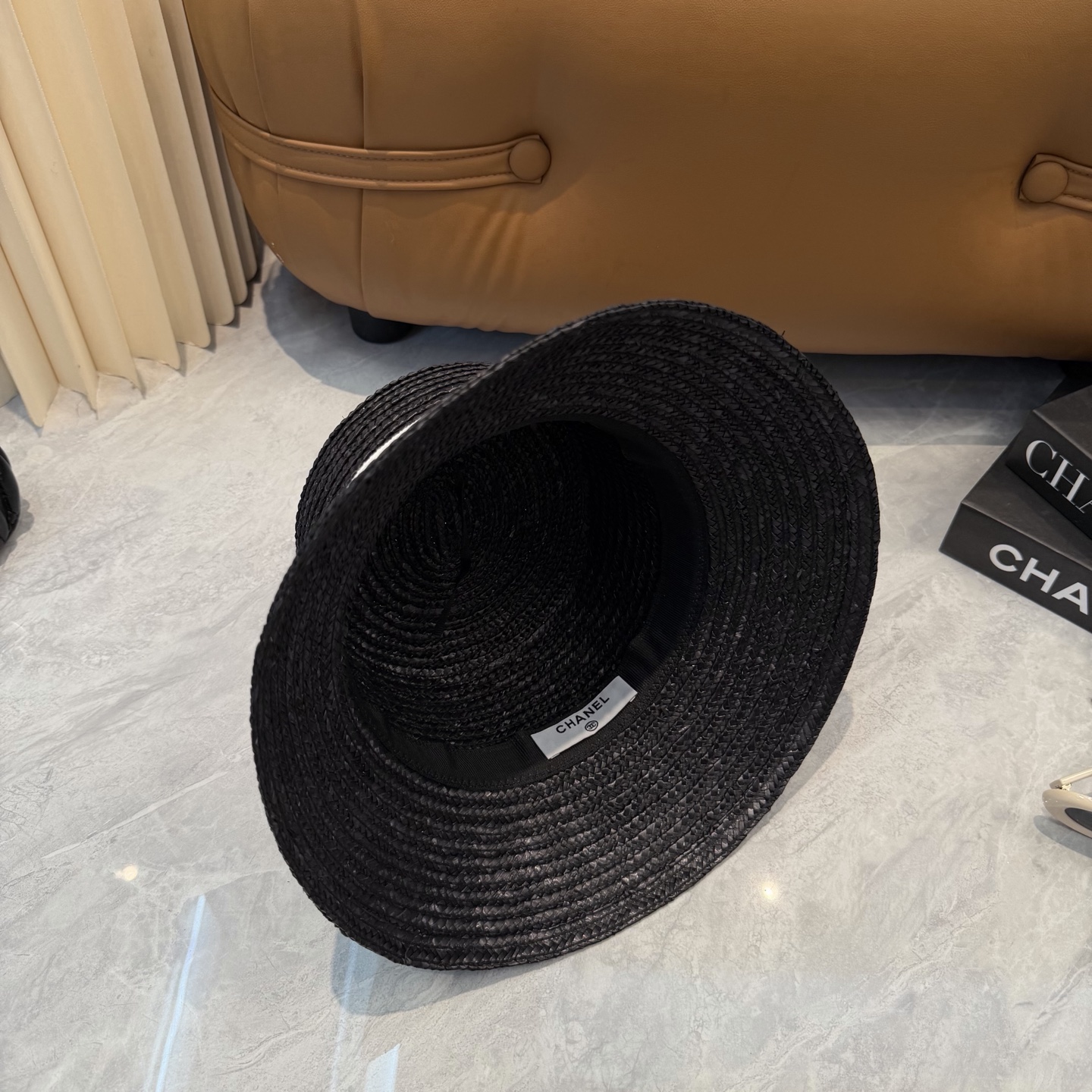 Chanel 香奈儿CHANEL 新款草帽女夏天然拉菲草法式遮阳帽度假大檐防晒太阳帽子
