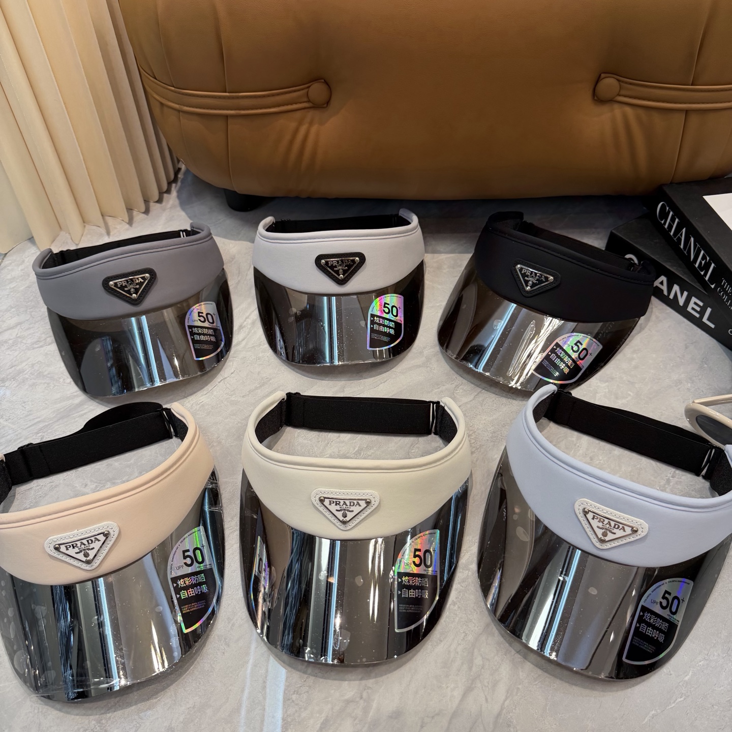 普拉达 PRADA 雷射镜片防紫外线空顶帽🎱时尚与实用完美融合🪄全棉面料 防蓝光PV镜片✌️帽围可自由调
