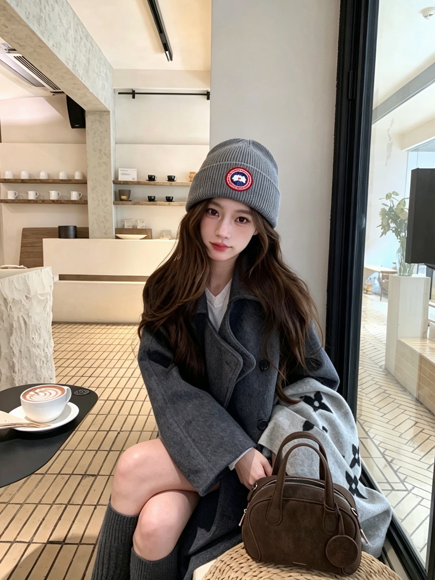 Canada Goose（加拿大鹅 经典徽章款针织冷帽，竖纹针织肌理柔软透气，锁温保暖不易起球；精致圆形刺绣徽章增添辨识