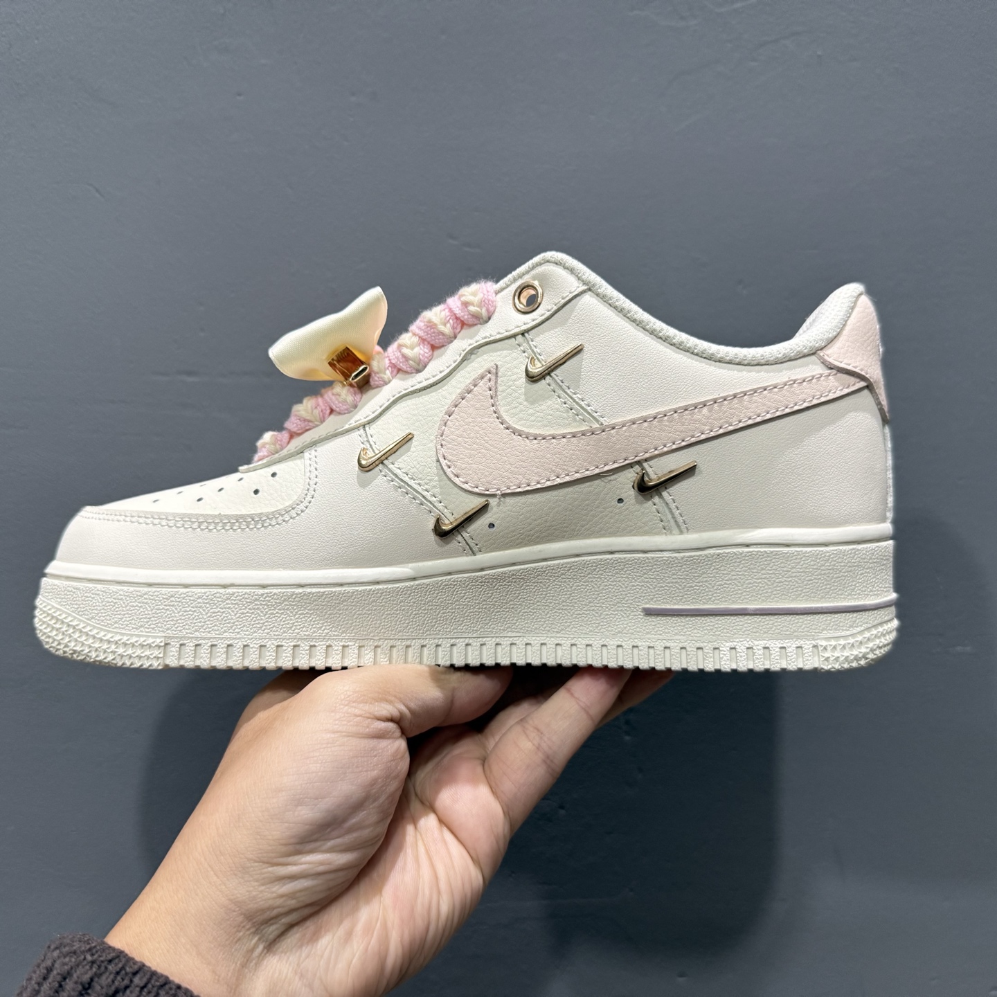 Nike Air Force 1 Low 07 蝴蝶结 少女感 白粉四金铁钩 FC1122-333