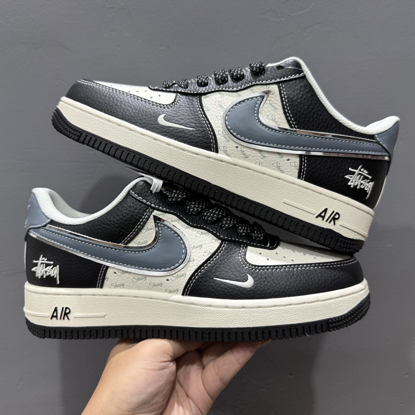 Nk Air Force 1'07 Low 斯图西联名 灰蓝黑荔纹 空军一号低帮休闲板鞋 XZ6188-199