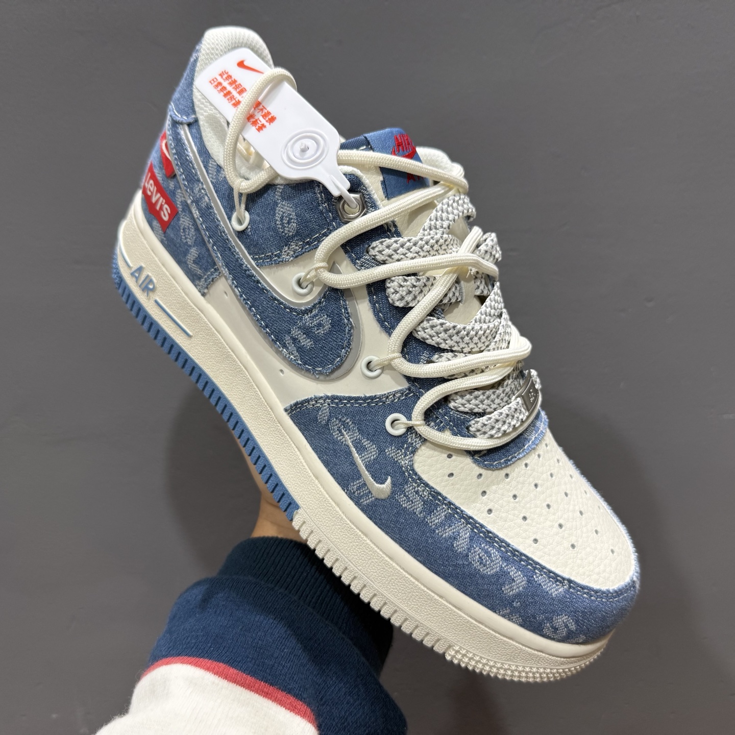 Nk Air Force 1'07 Low 李维斯联名 双拼牛仔抽绳 空军一号低帮休闲板鞋 SJ1198-001