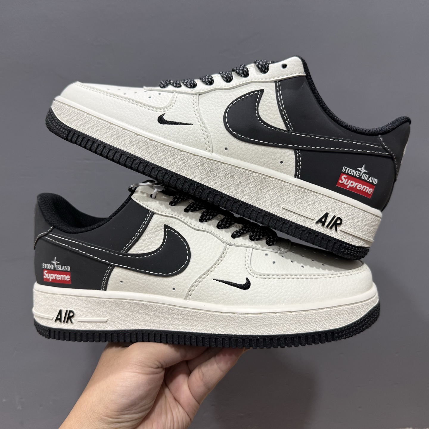 Nk Air Force 1'07 Low 石头岛Supreme联名 米黑拼接 空军一号低帮休闲板鞋 HH7518-042