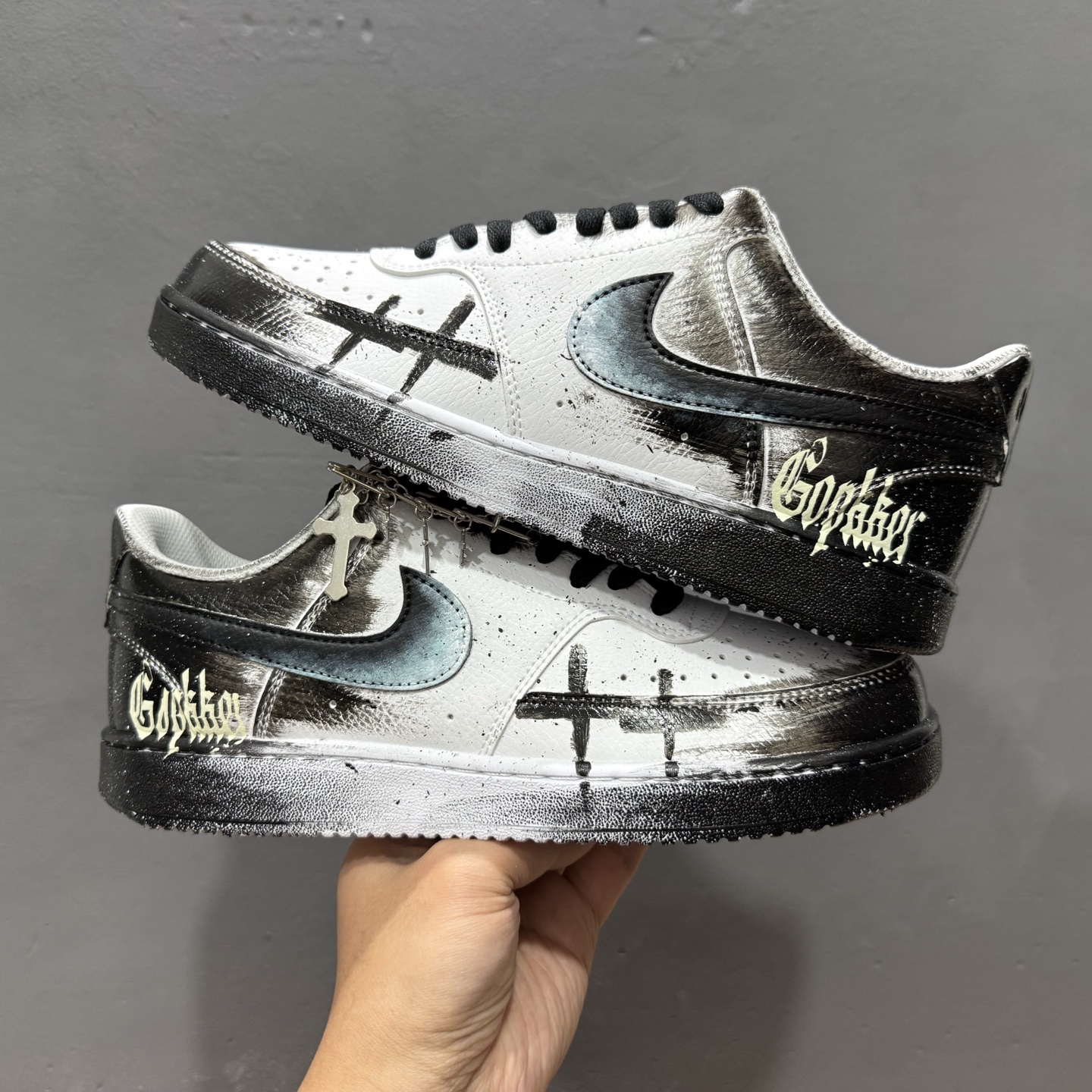 [定制球鞋]Nike Court Vision 1 Low“病变制造” 手绘涂鸦定制板鞋 DH2987-099